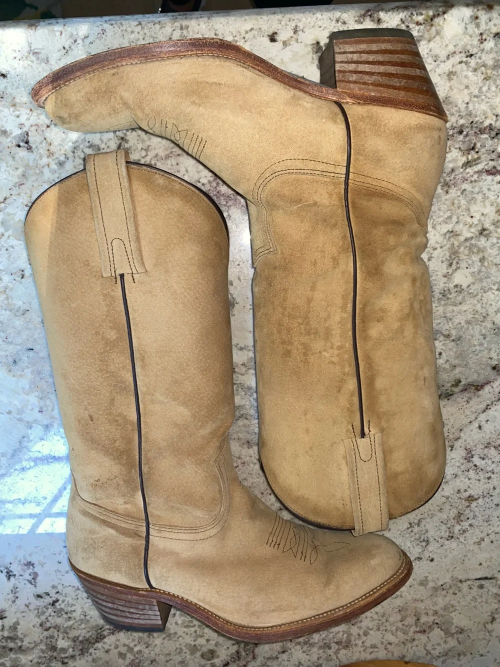 Vtg FRYE Tan Sand Western Cowboy Boot USA Mens 9.5 EUC - Picture 7 of 16